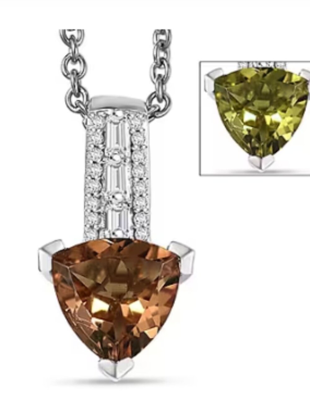 Golden Fall Autumn Alexite, White Zircon Art Deco Pendant/Necklace